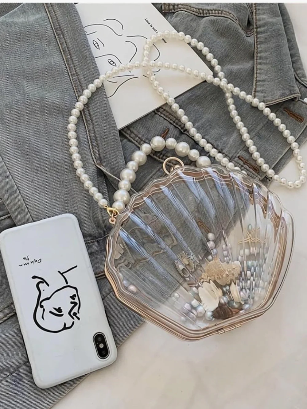 Acrylic Fairy Shell Clutch Crossbody